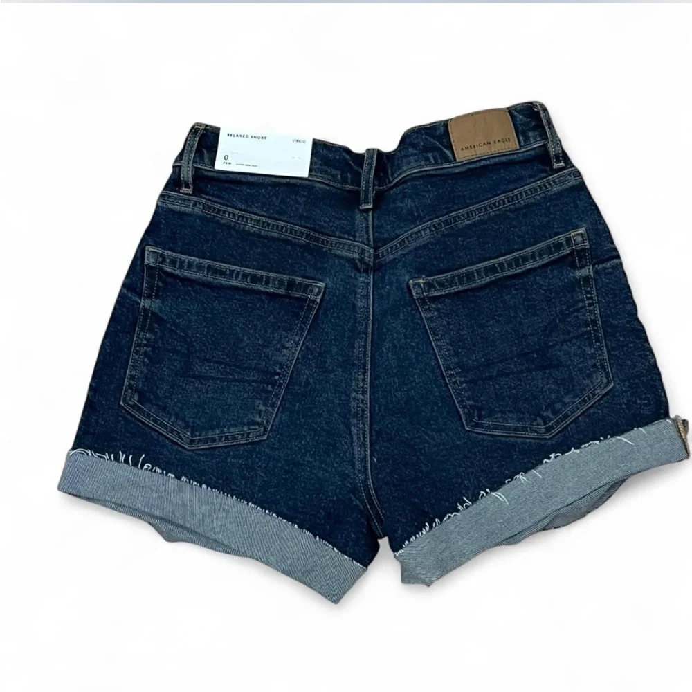 American Eagle‎ Outfitters Women's Dark Wash Super Rise Relaxed Jean Shorts